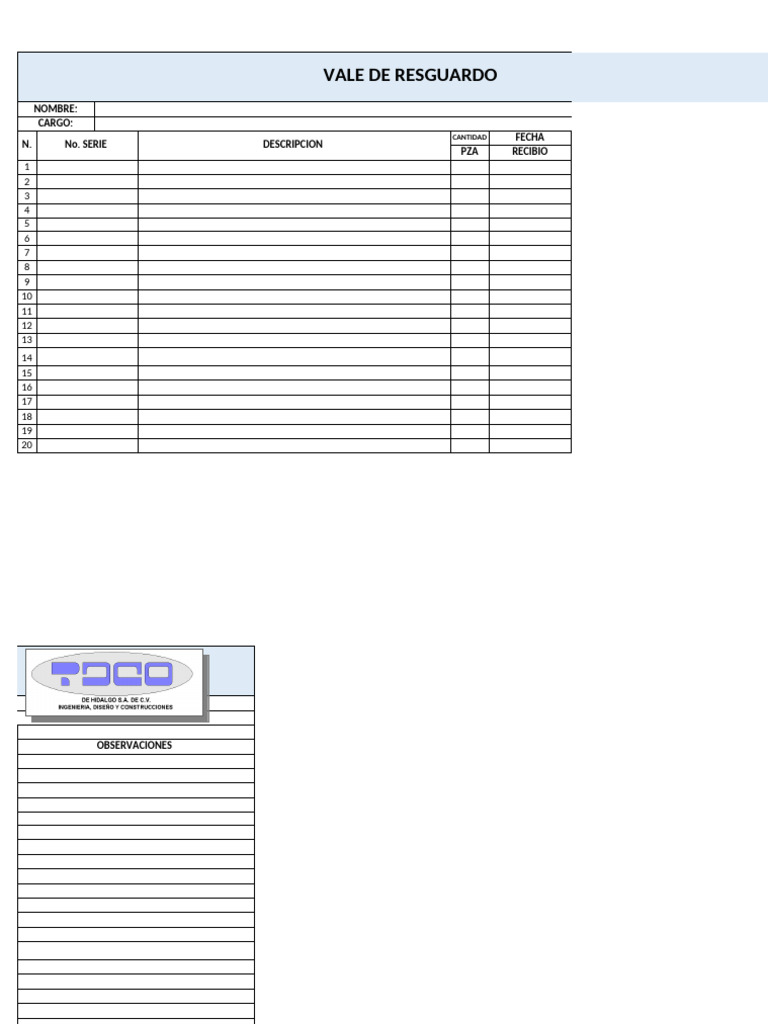 VALES Formato | PDF