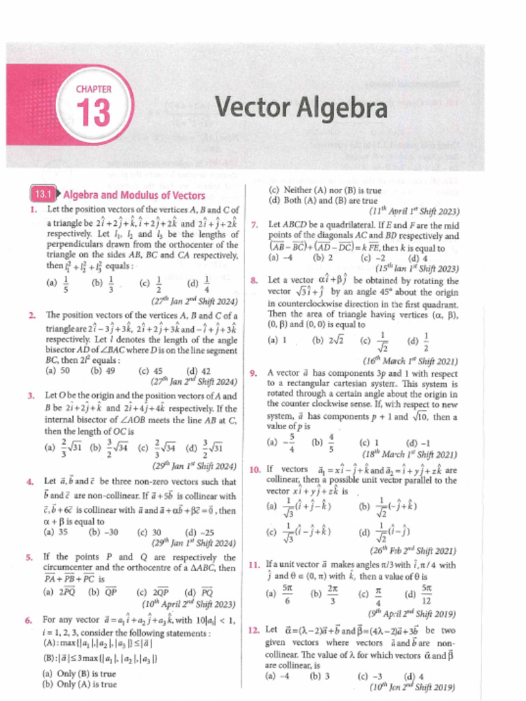 Vector Algebra | PDF