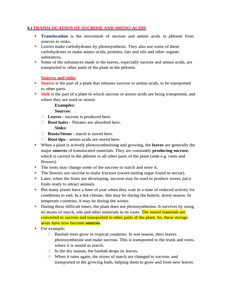 Plant Sucrose and Amino Acid Translocation | PDF | Leaf | Sucrose
