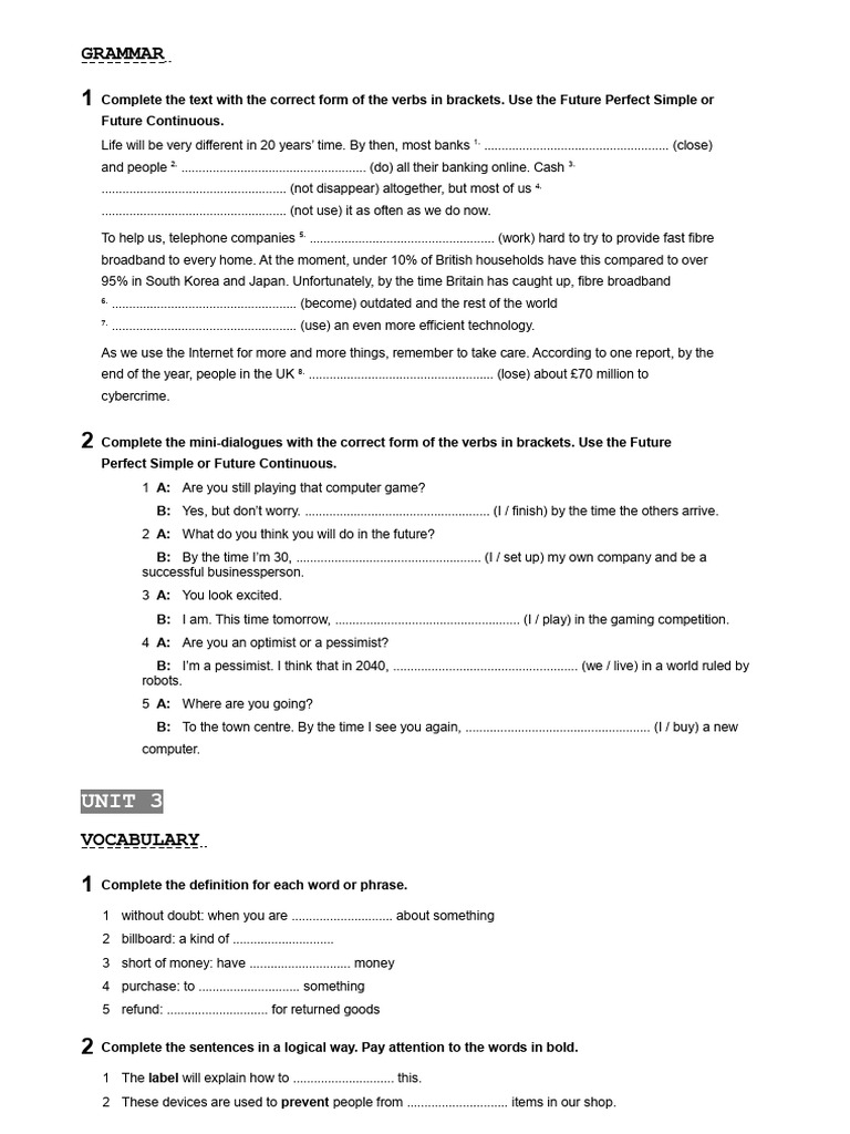 Mindset 1 Exercises Test 1 Pendientes 1º Bach Vocabulary and Grammar | PDF