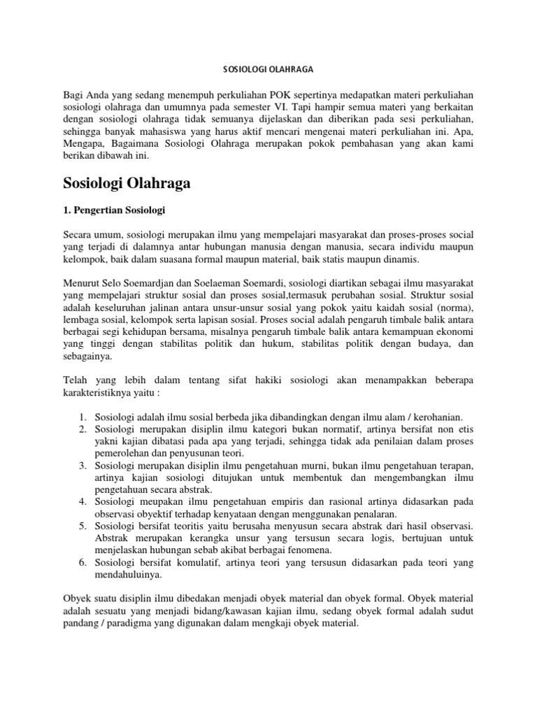 Sosiologi Olahraga