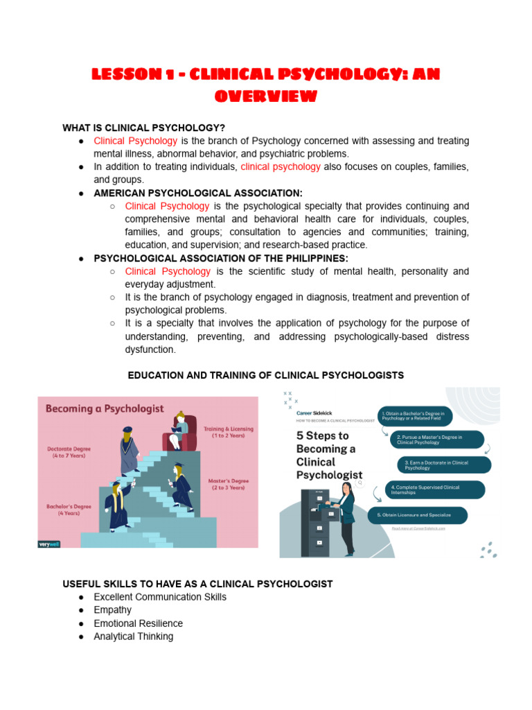 Overview of Clinical Psychology Basics | PDF | Clinical Psychology ...
