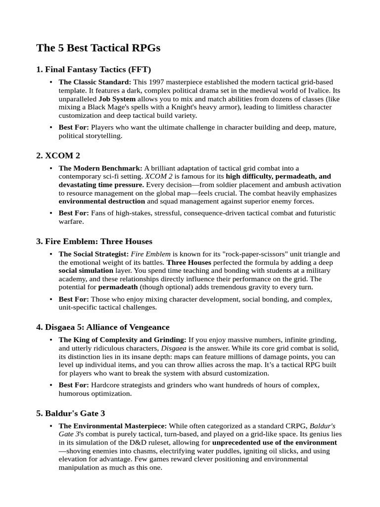 Top 5 Tactical RPGs Reviewed | PDF | Gaming | Video Games