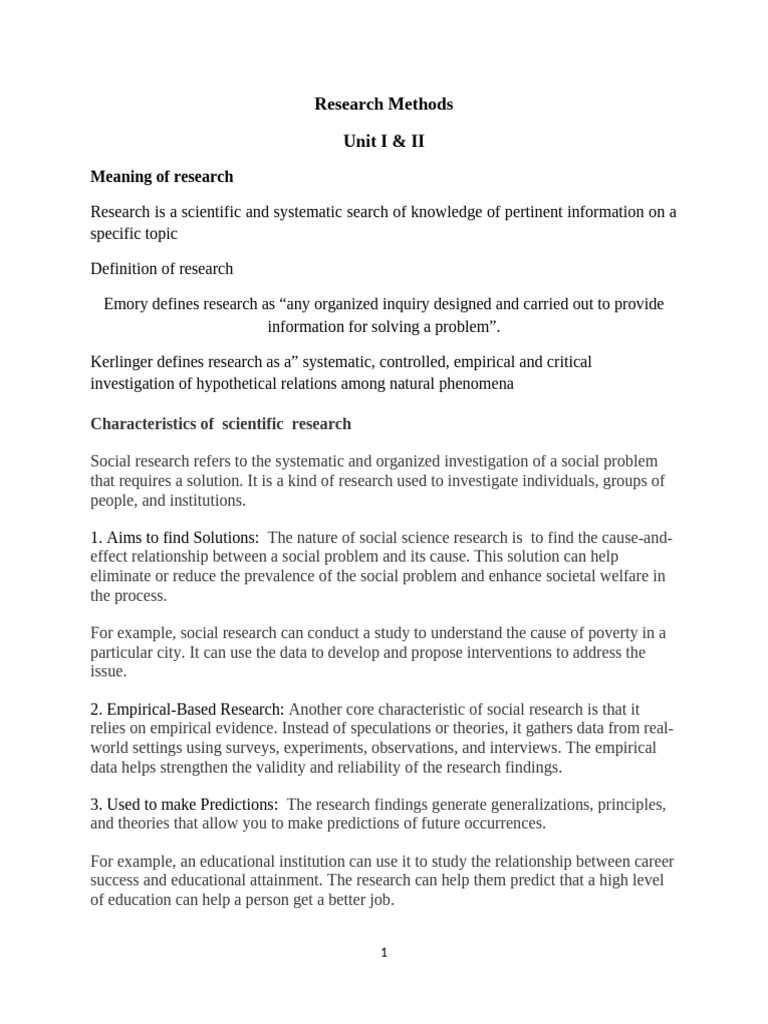 Research Methods Unit1and2 | PDF | Quantitative Research | Social Research
