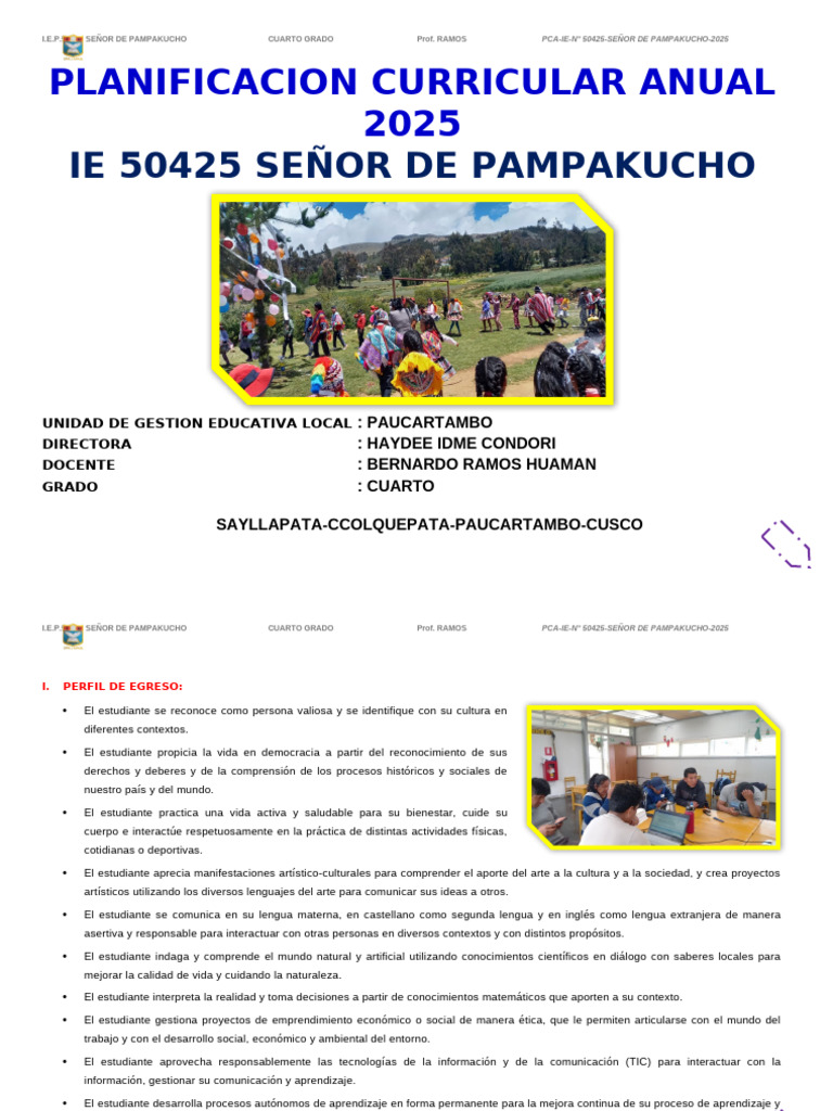 Planificación Curricular 2025 Cuarto Grado | PDF | Datos | Reciclaje