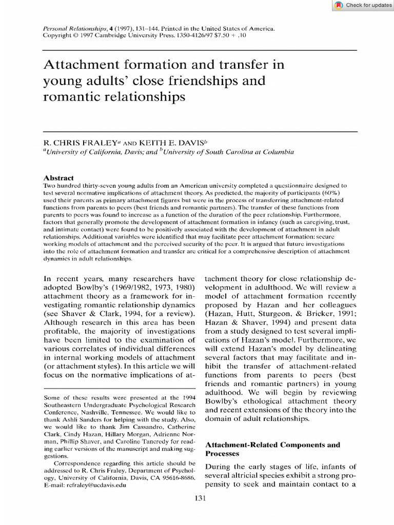 Attachment Dynamics in Adult Relationships | PDF | Attachment Theory ...