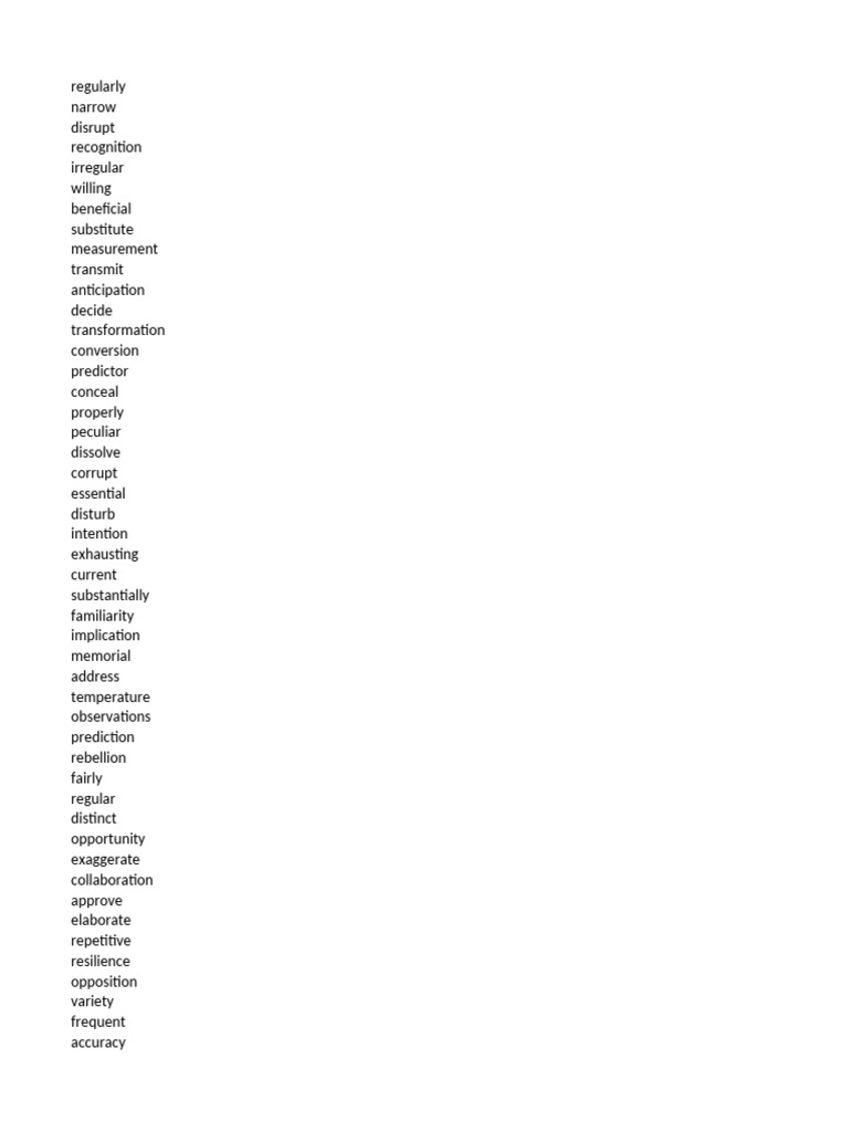 Advanced Vocabulary List for Learning | PDF | Meal