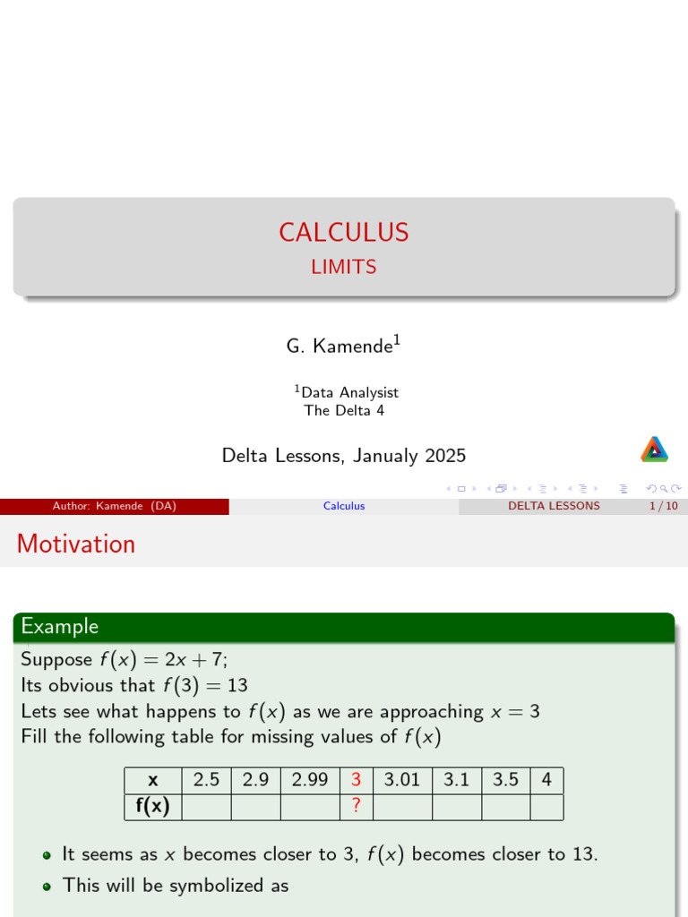 Understanding Delta Limits in Calculus | PDF | Function (Mathematics ...