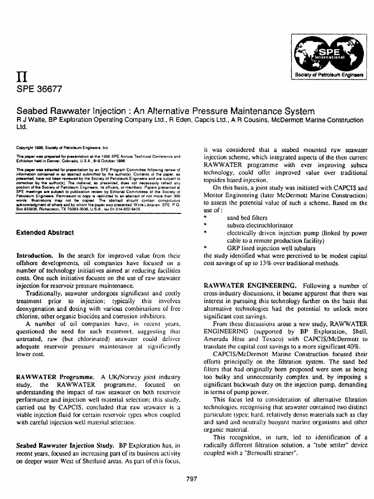 Seabed Rawwater Injection Benefits | PDF | Petroleum Reservoir