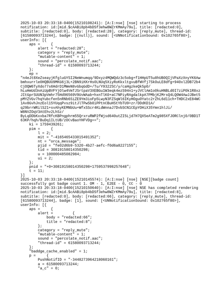 iOS Notification Processing Log | PDF | Computing | Computer Mediated ...