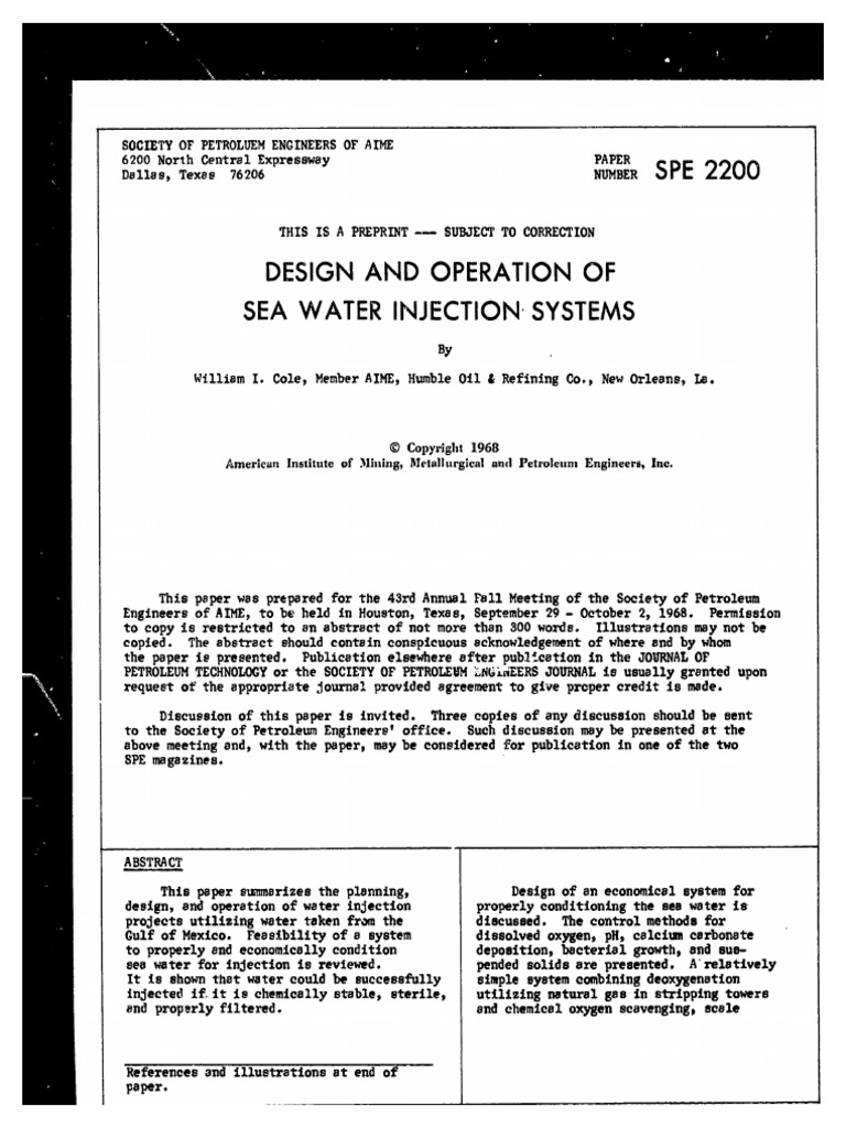 Sea Water Injection System Design | PDF | Water | Filtration