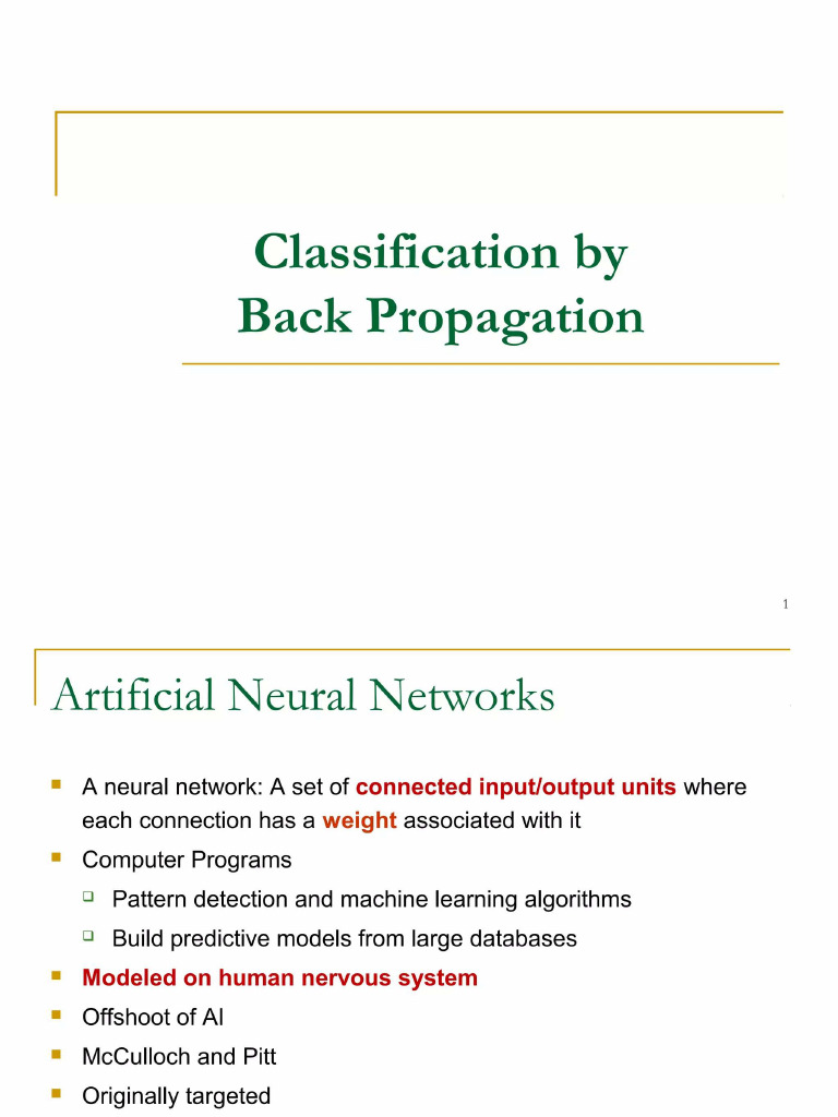 Classification by Back Propagation | PDF