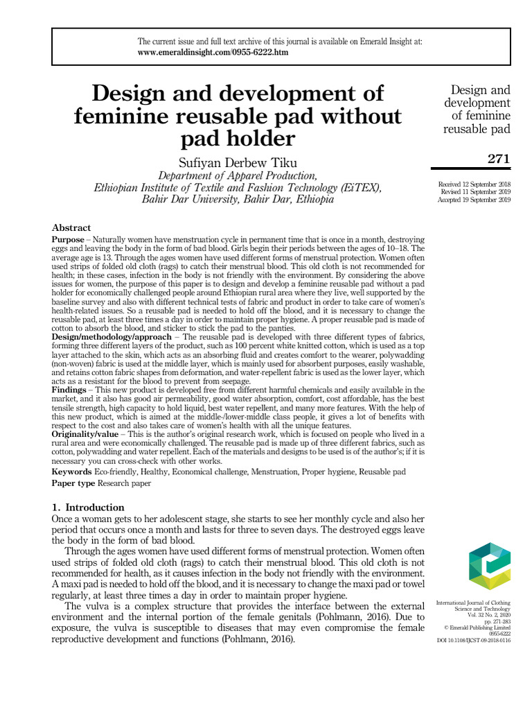 Eco-Friendly Reusable Menstrual Pad Design | PDF | Textiles | Knitting