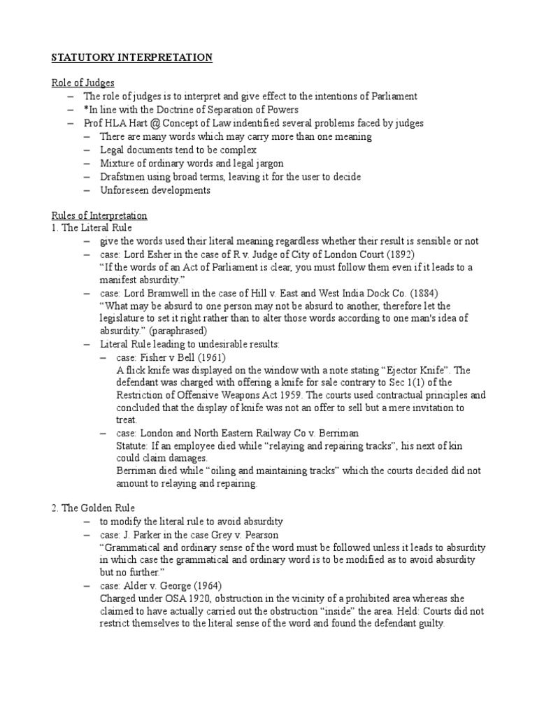 Statutory Interpretation PDF Plain Meaning Rule Statutory