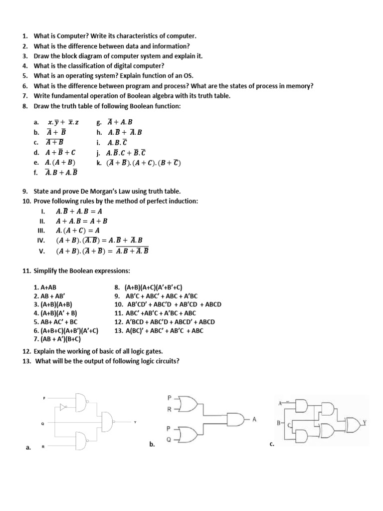 Computer Fundamentals and Boolean Algebra | PDF | Boolean Algebra ...
