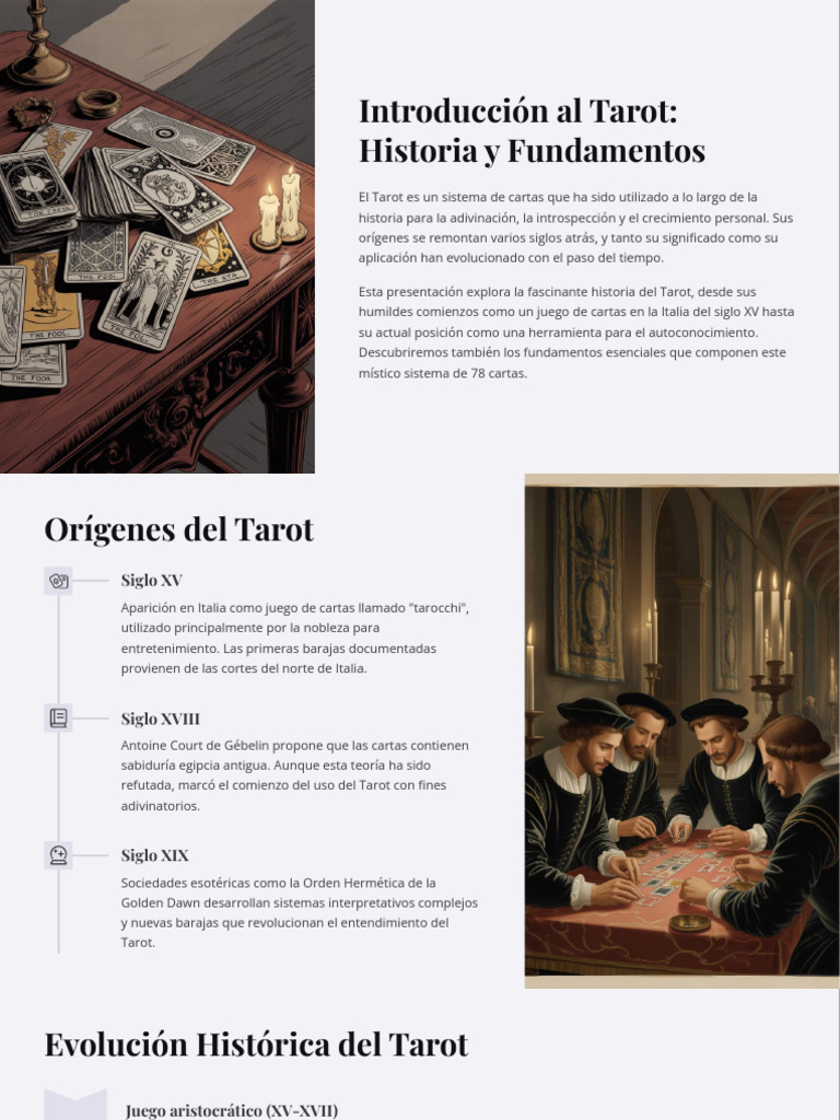 Historia y Fundamentos del Tarot | PDF | Tarot | Jugando a las cartas