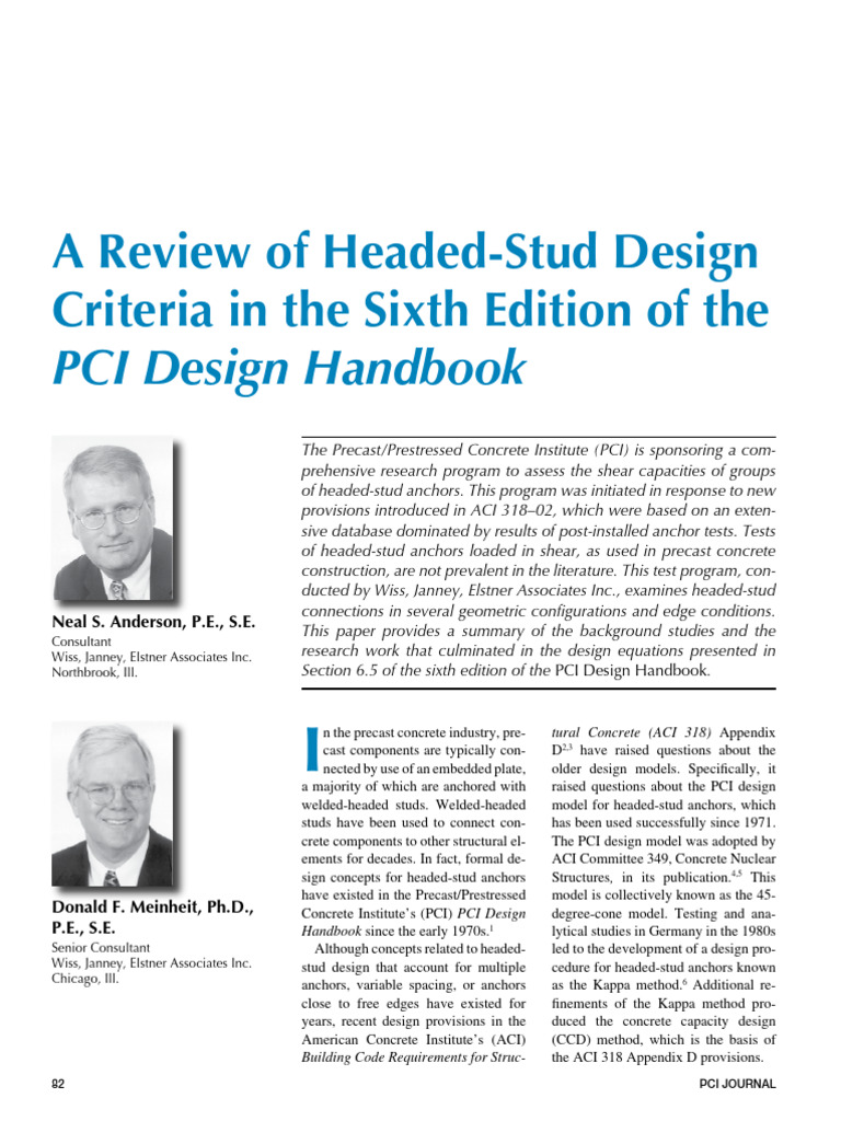 Headed-Stud Design Criteria Review | PDF | Concrete