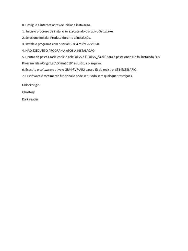 Instalação do Origin 2018 Passo a Passo | PDF