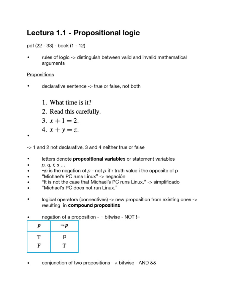 Propositional Logic Fundamentals | PDF | Logic | Boolean Algebra