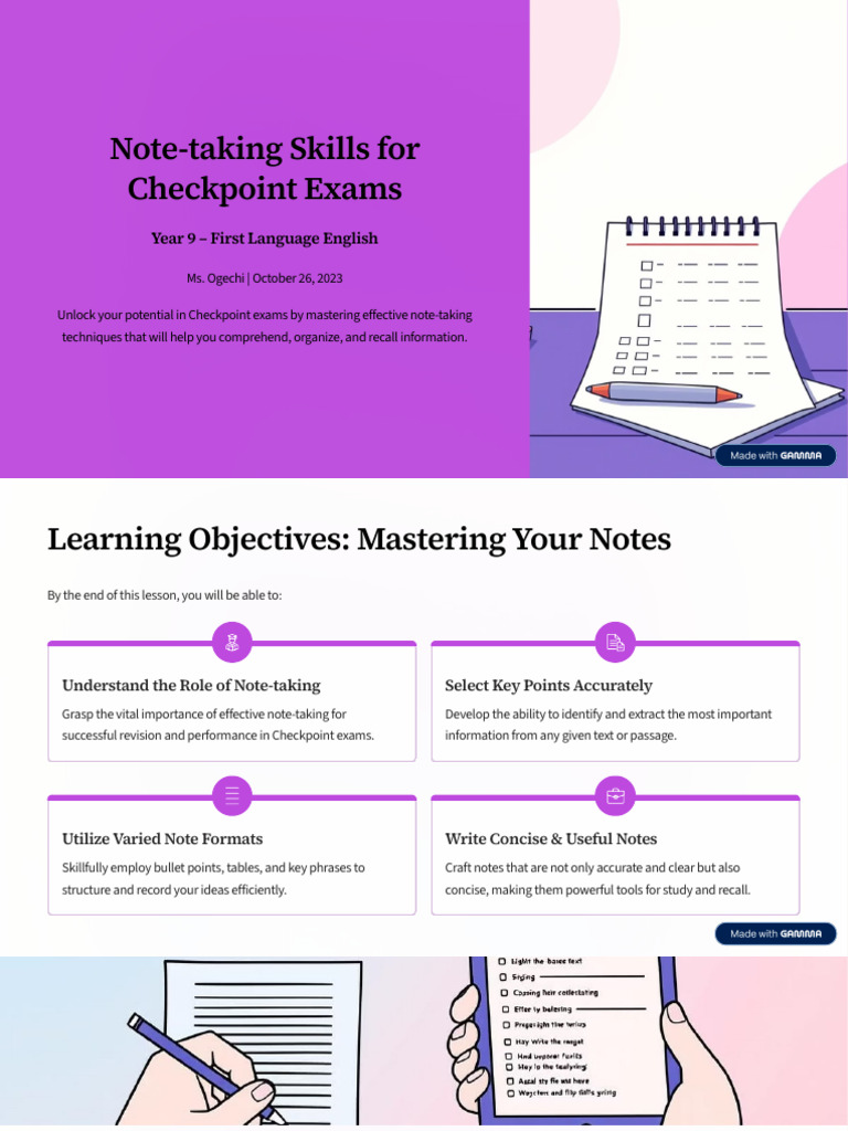 Master Note-Taking for Checkpoint Exams | PDF | Human Communication ...