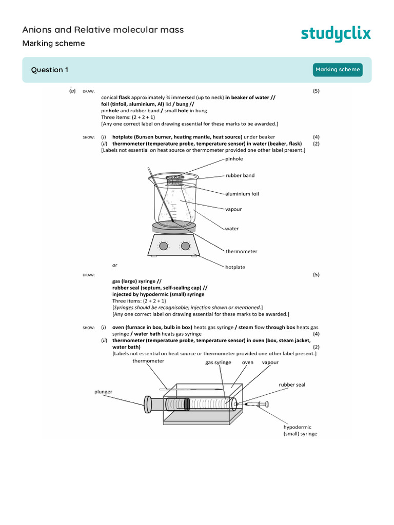 Anions and Relative Molecular Mass Questions 2 | PDF