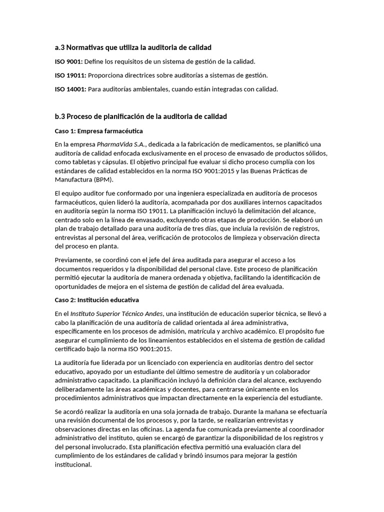 Auditoría de Calidad: Normas y Proceso | PDF | Auditoría | Sistema de ...