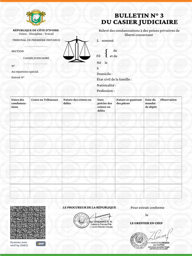 Bulletin du casier judiciaire n°3 | PDF