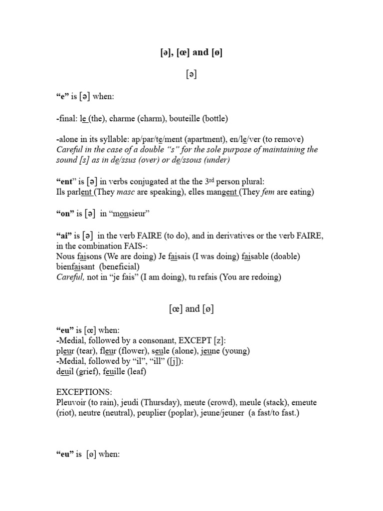 French Vowel Sounds: œ vs ø Explained | PDF