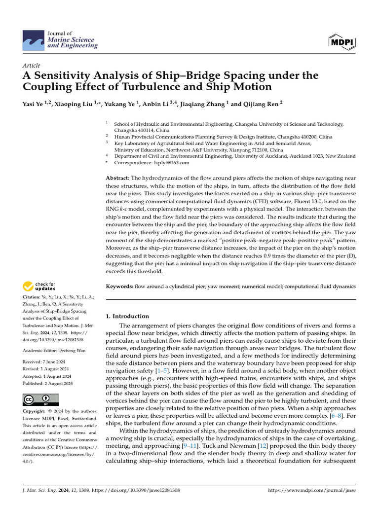 Ship-Bridge Spacing Sensitivity Analysis | PDF | Fluid Dynamics | Vortices