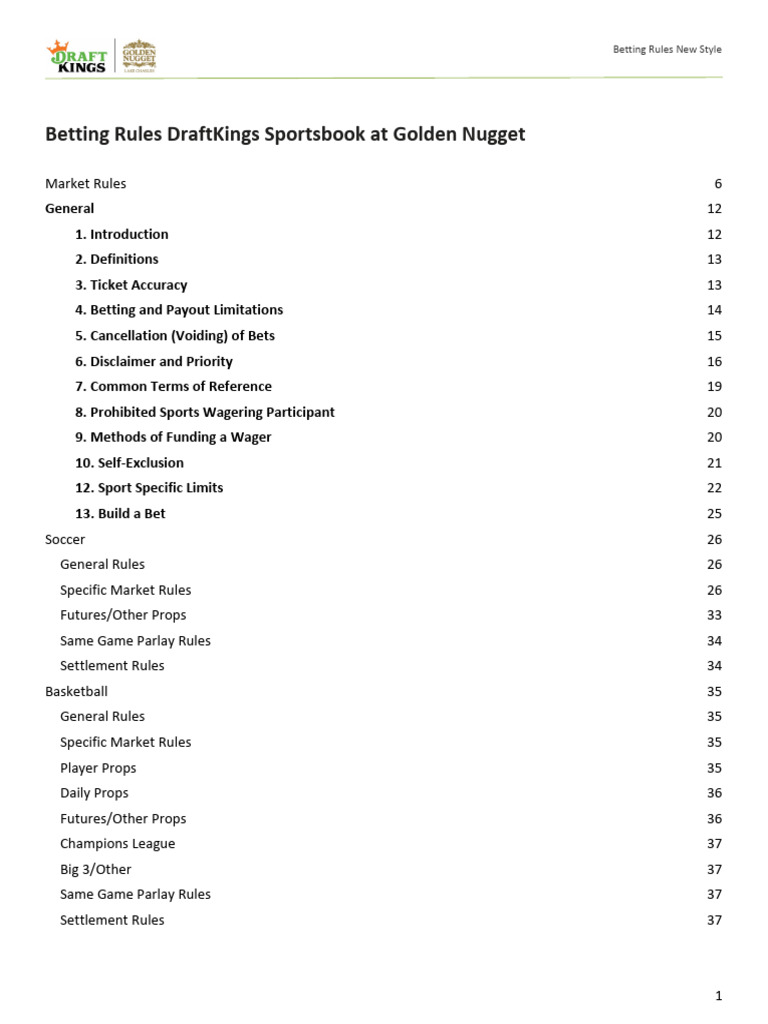 Draftkings GNLC Retail House Rules | PDF | Handicapping | Gambling