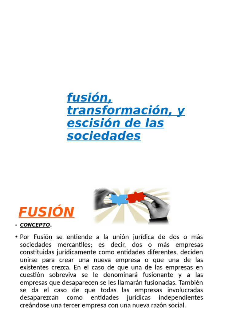 Fusión, Transformación, y Escisión de Las Sociedades | PDF | Sociedad ...