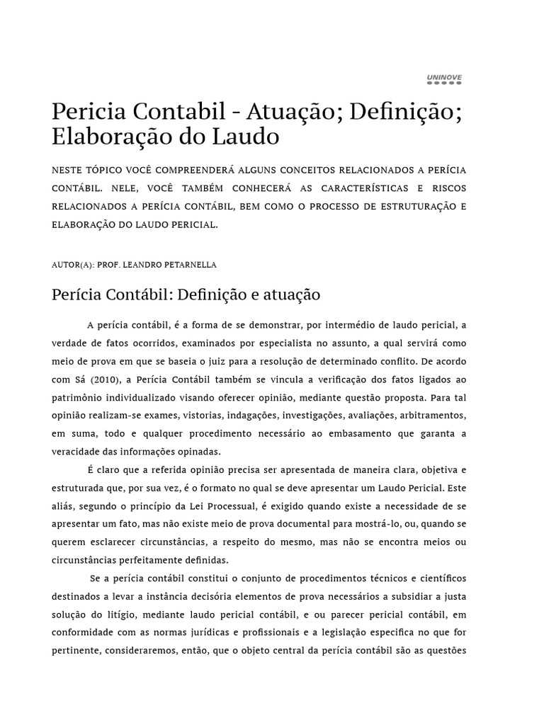 Guia Completo sobre Perícia Contábil | PDF | Contabilidade | Prova ...