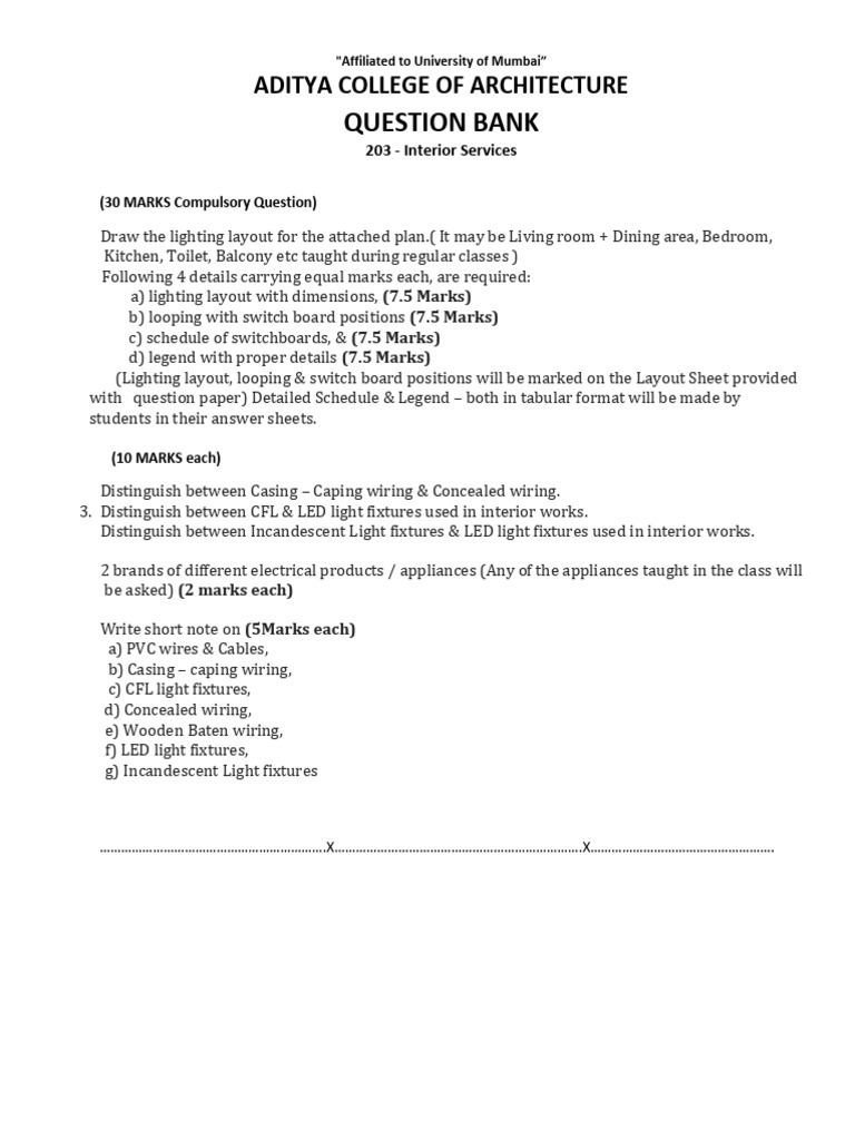 Interior Services Question Bank Guide | PDF