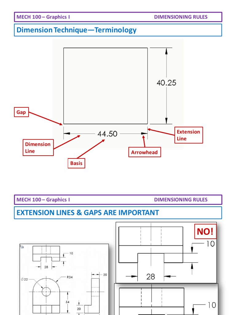 Importance of Extension Lines in Dimensioning | PDF
