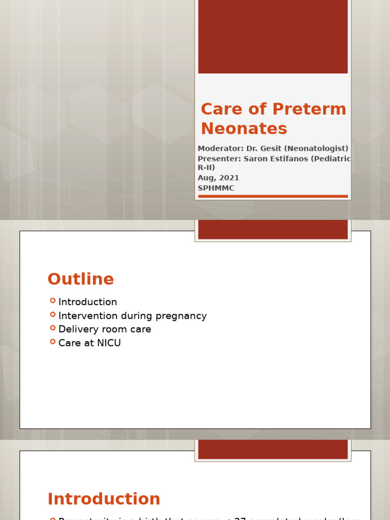 Care Guidelines for Preterm Neonates | PDF | Preterm Birth | Medical ...
