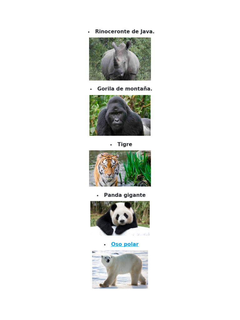 Especies en peligro de extinción | PDF