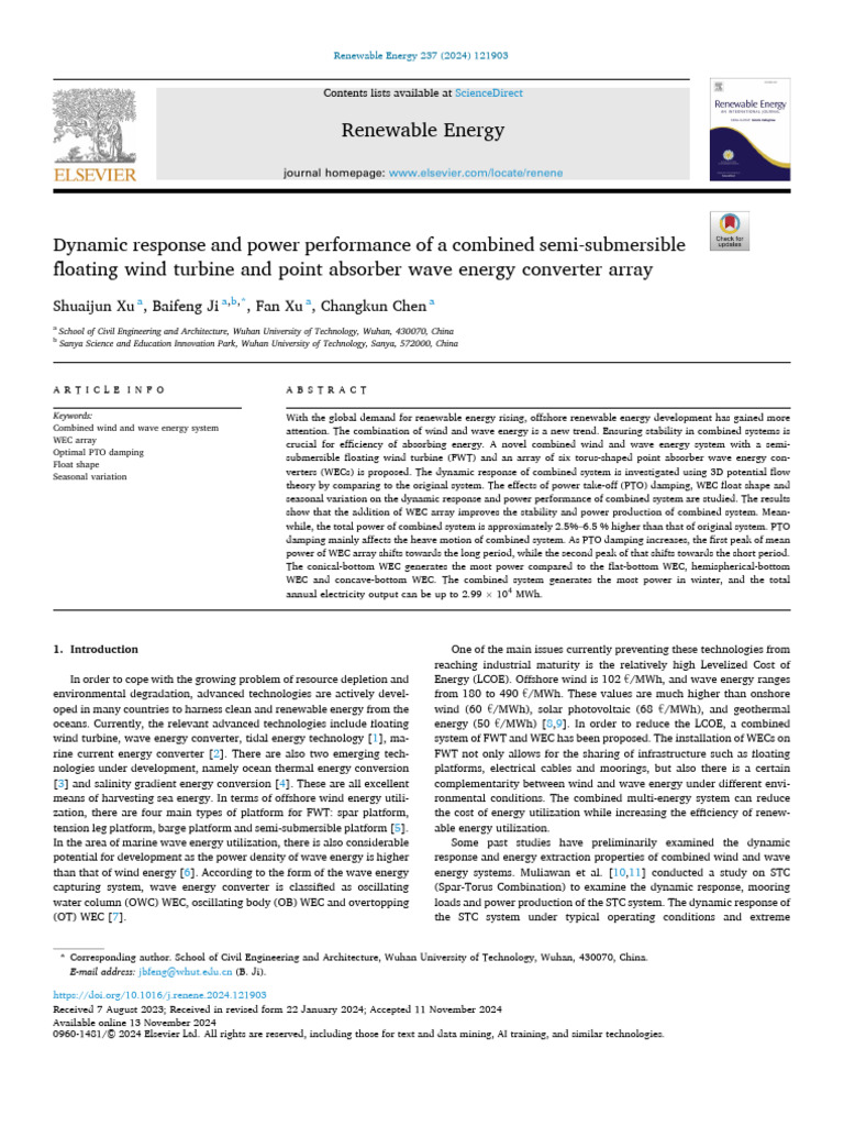 Combined Wind and Wave Energy System Analysis | PDF | Wind Power ...