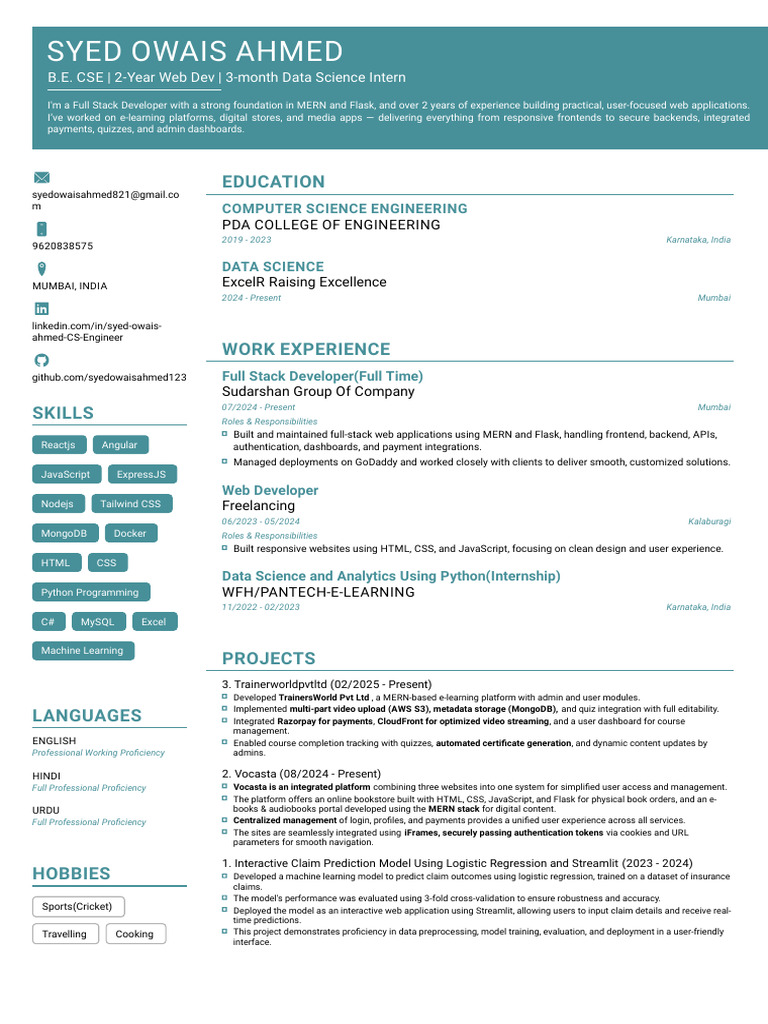 Full Stack Developer Portfolio Overview | PDF | Dynamic Web Page ...