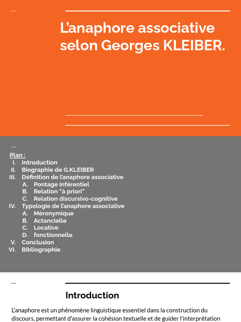 L'anaphore associative selon Kleiber | PDF | Linguistique