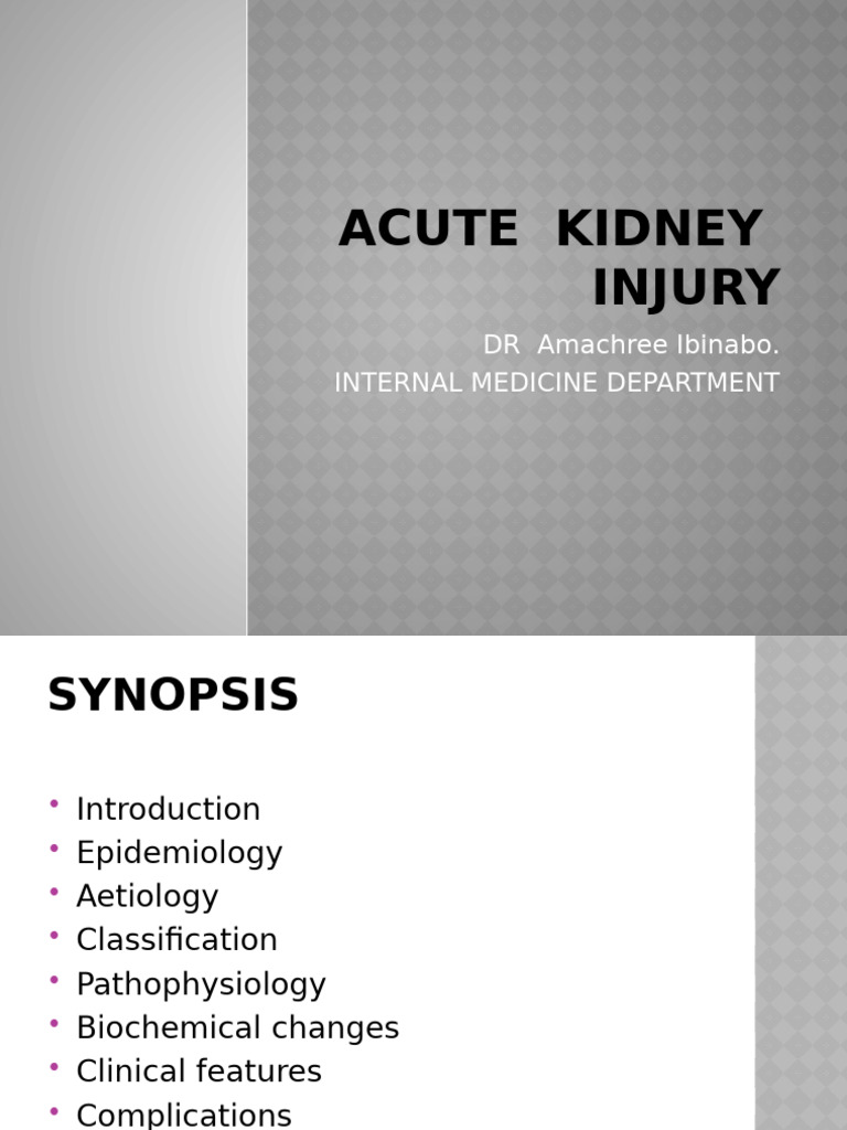 Acute Kidney Injury Overview and Insights | PDF | Medicine | Urinary System