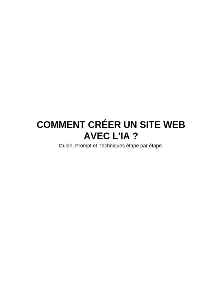 Créer un site web avec l'IA : Guide étape par étape | PDF ...