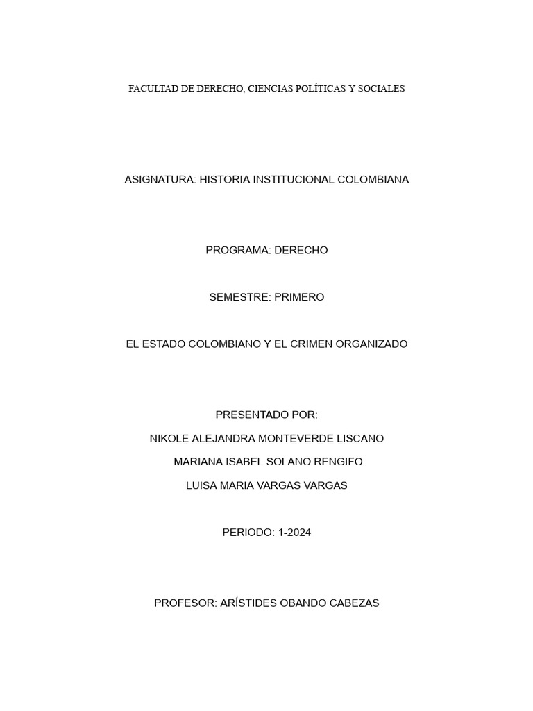 Crimen Organizado en Colombia: Historia y Desafíos | PDF | Colombia ...