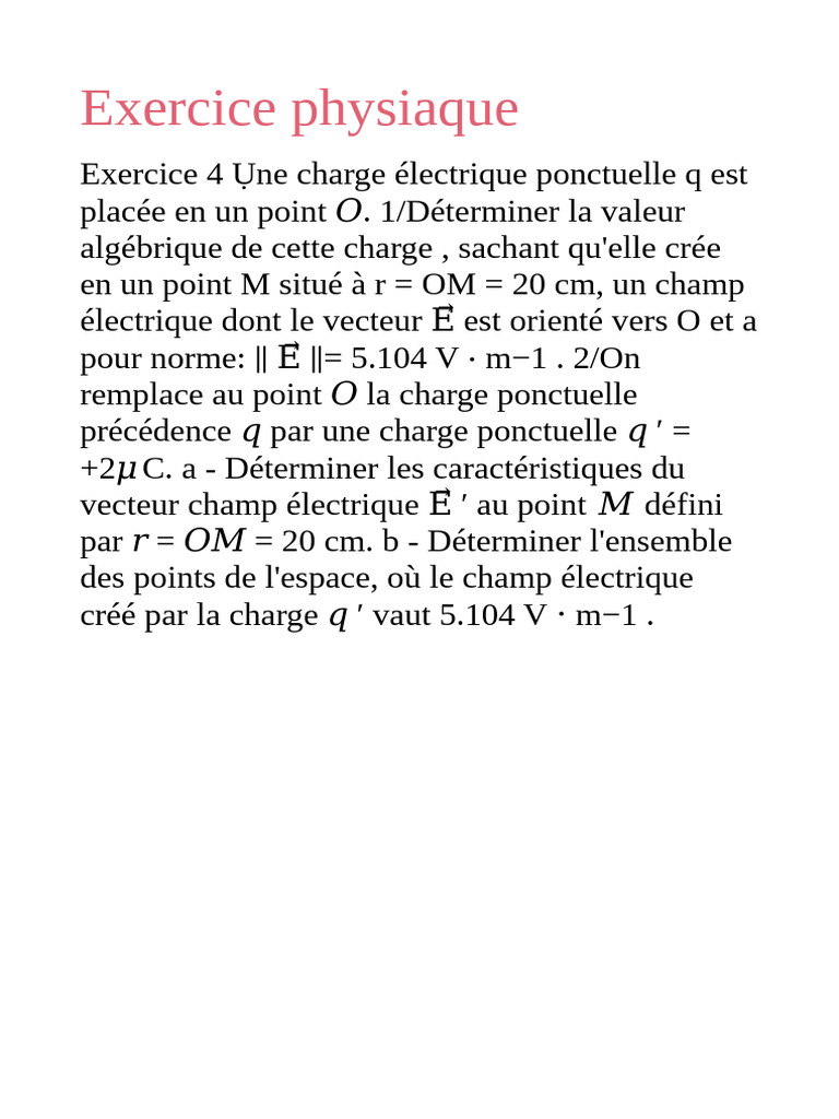 Champ Électrique d'une Charge Ponctuelle | PDF