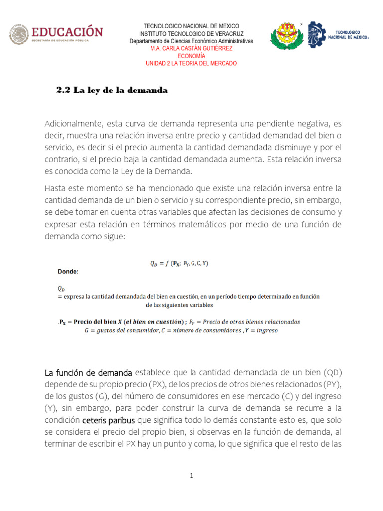 Ley de la Demanda y sus Efectos | PDF | Oferta y demanda | Curva de demanda