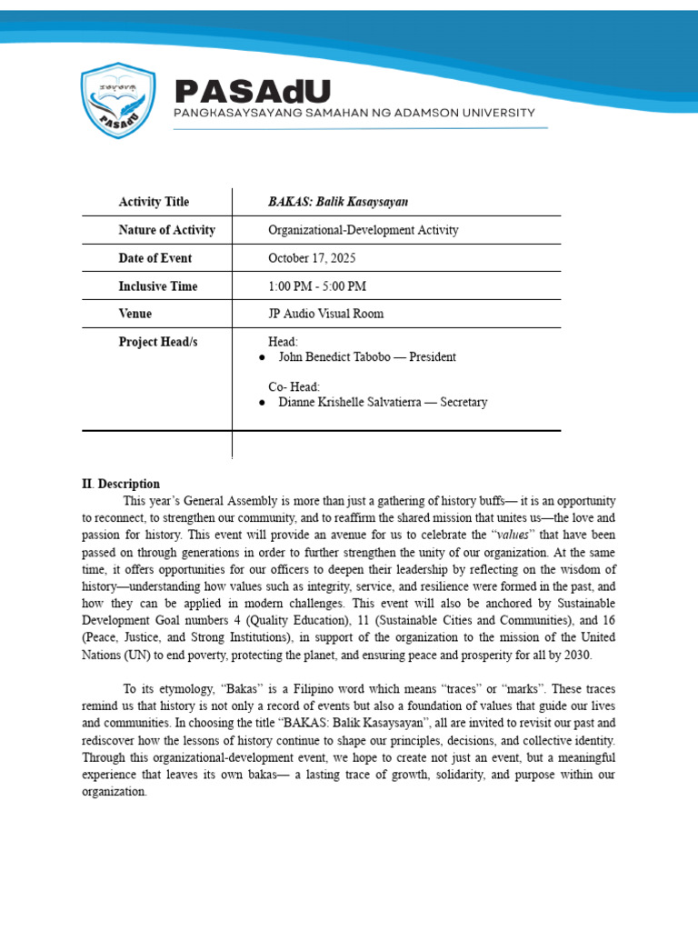 BAKAS: History and Values Assembly | PDF