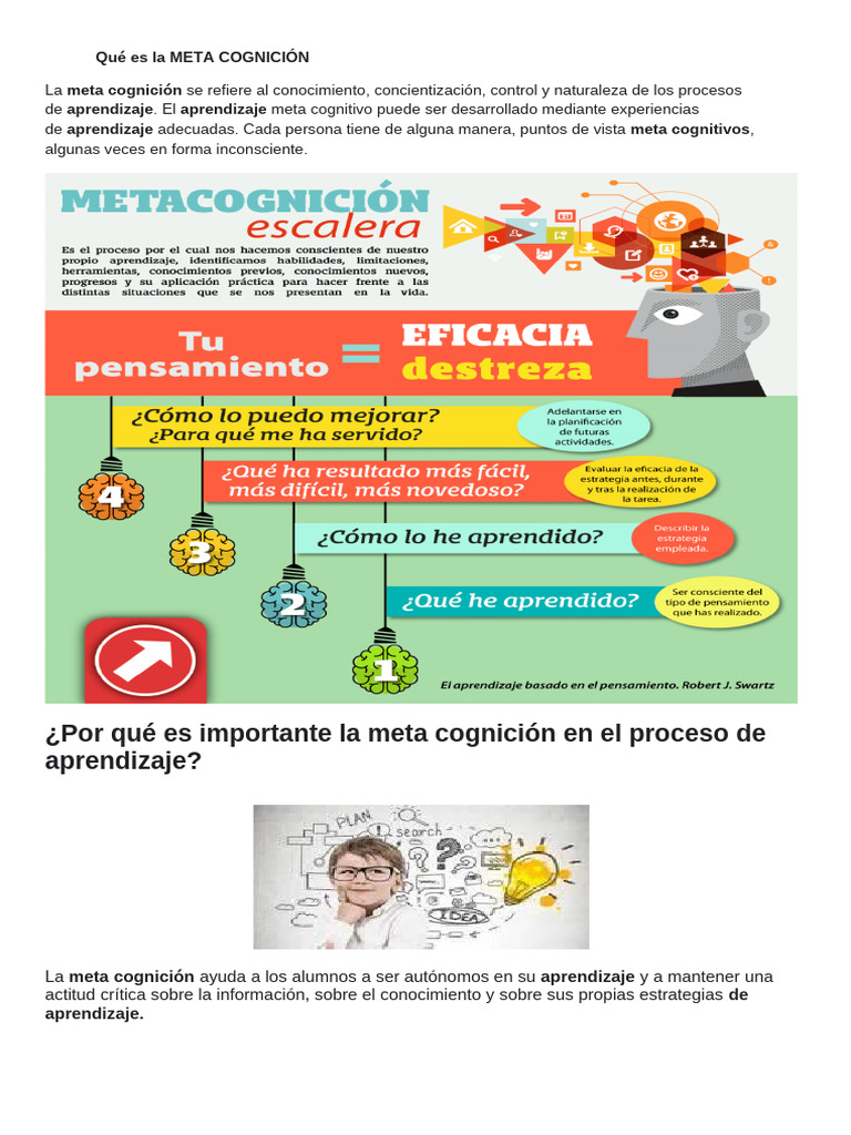Ejemplos de Metacognición en Aprendizaje | PDF