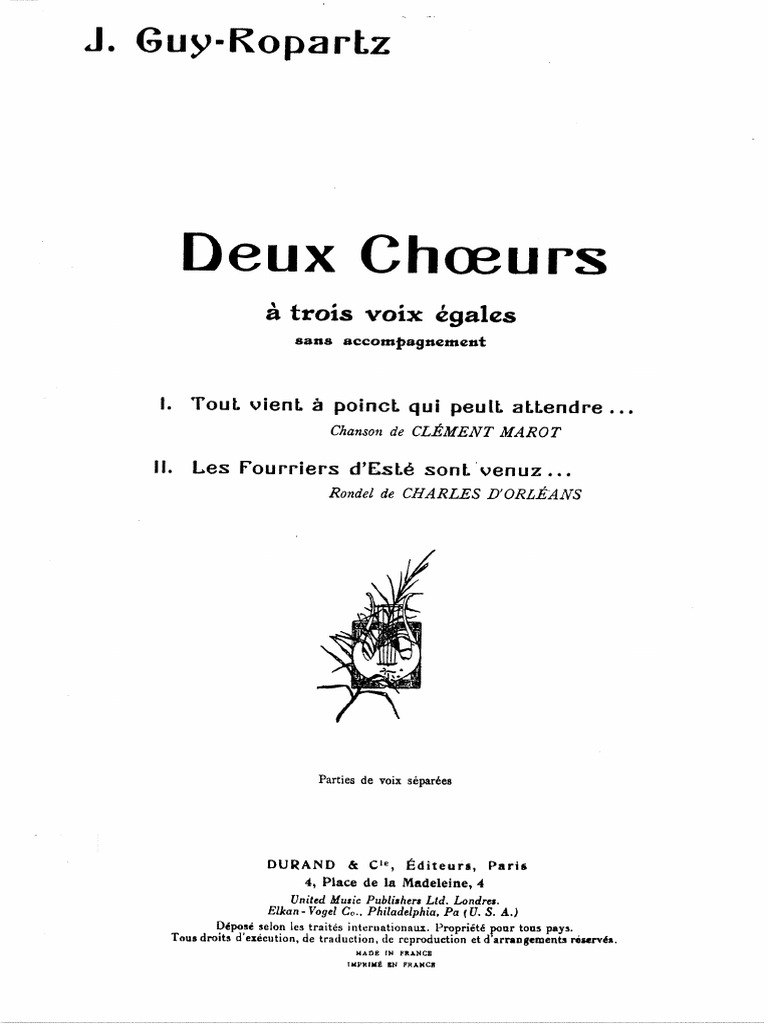 Ropartz Deux Choeurs À 3 Voix | PDF