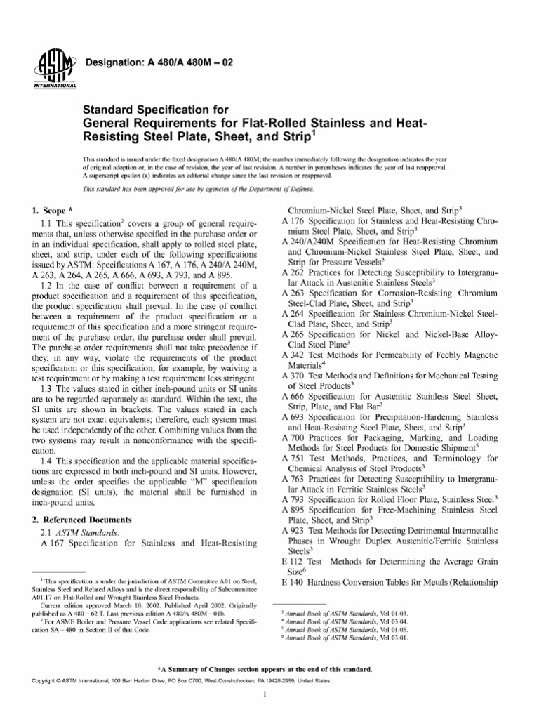 Astm A 480 | PDF | Regulation