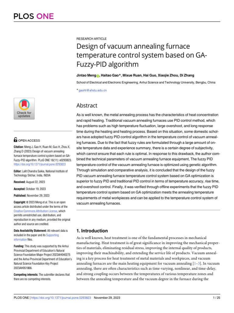 GA-Fuzzy-PID Control for Annealing Furnace | PDF | Genetic Algorithm ...