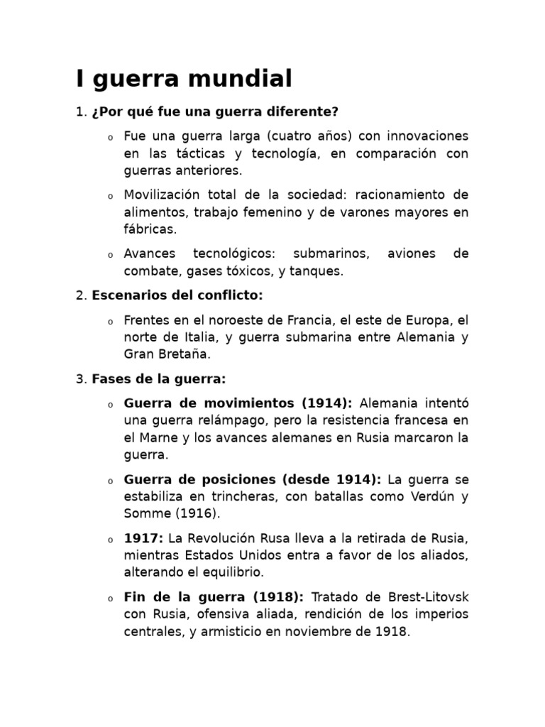 Impacto y Consecuencias de la I Guerra Mundial | PDF | Primera Guerra ...
